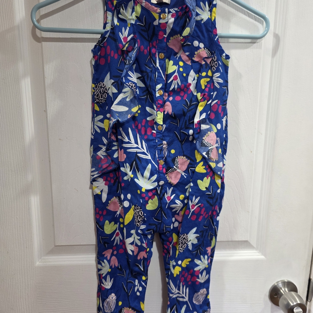 Catimini Blue and Pink Floral Jumpsuit